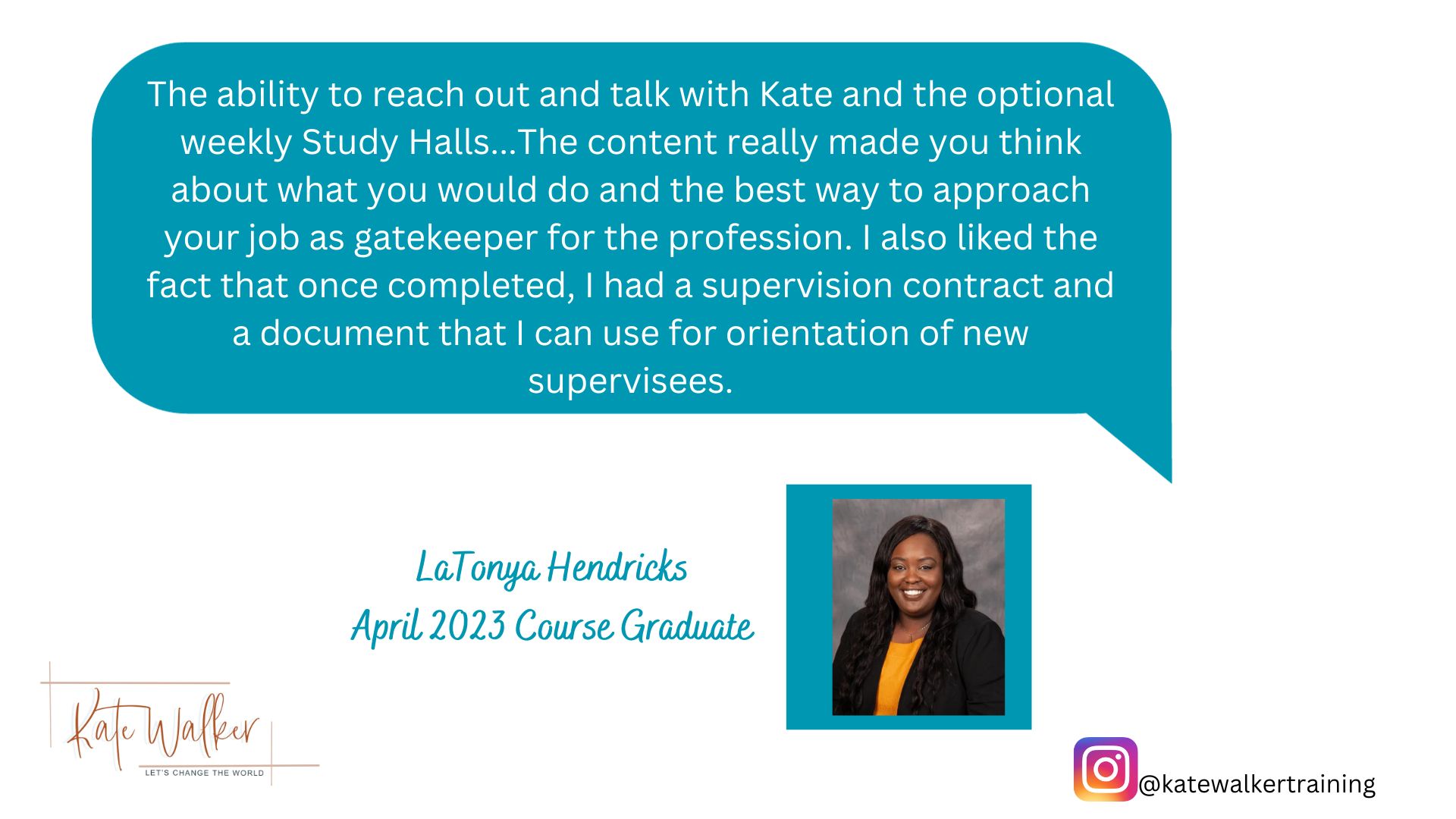Testimonial Kate Walker Training LPC Supervisor Course