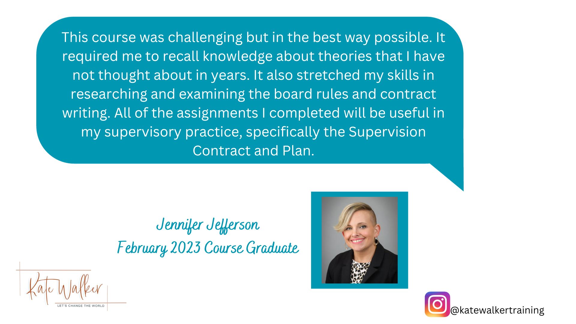 Kate Walker Training LPC Supervisor Training Testimonial